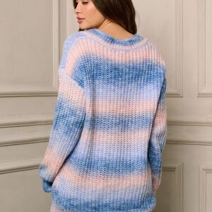 Women's Blue and Pink Striped Sweater